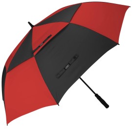 G4Free 62 Inch Automatic Open Golf Umbrella Extra Large Oversize Double Canopy Vented Windproof Waterproof Stick Umbrellas(Black/Red)