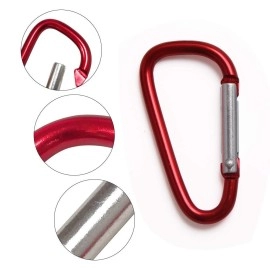 UPINS 100Pcs Aluminum Locking Carabiner Spring Clips Hook Keychain D Shape Buckle Pack