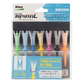 Tabata Gv1419 M Tee Lift Tee, Made In Japan, Height Adjustment, Golf Regulations, Compliant With Golf Tees, Plastic Tees, With Steps, Lift Tea Spiral, Size M, 1.5-1.7 Inches (37-43 Mm), Pack Of 7