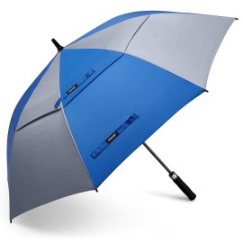 G4Free 54 Inch Automatic Open Golf Umbrella Windproof Extra Large Oversize Double Canopy Vented Windproof Waterproof Stick Umbrellas For Men And Womens (Sapphire/Gray)