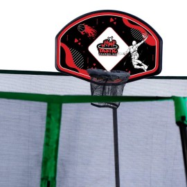 JumpTastic Trampoline Basketball Hoop Large Board 29.5*20in Universal Basketball Hoop for Trampoline with Mini Basketball and Pump, Sturdy Easy to Assemble Fit for Straight Pole and Curved Pole