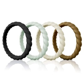 Egnaro Braided Silicone Wedding Ring For Womena