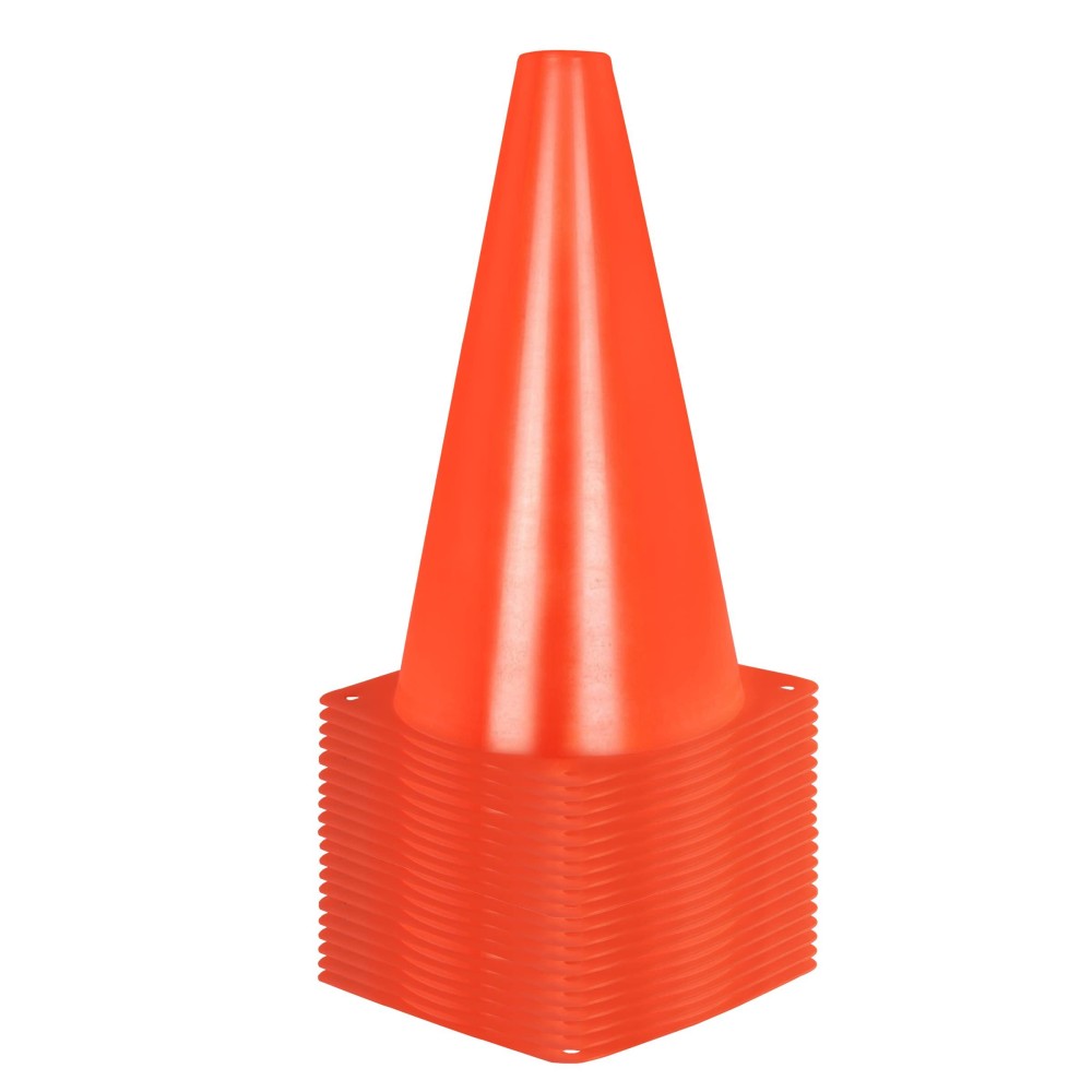 Alyoen 9 inch Orange Traffic Cones, Plastic Sport Cones, Soccer Training Cones for Outdoor Activity & Festive Events (Sets of 10/15/ 20)