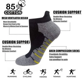 5 Pairs Copper Compression Ankle Socks Women & Men Sport Plantar Fasciitis Arch Support - Best For Athletic &Travel