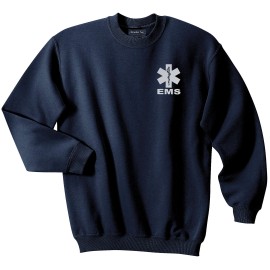 Smart People Clothing Ems Sweatshirt With Reflective Logo, Emergency Medical, First Responder (Navy, Medium)