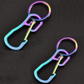 2 Pack Carabiner Clip Retractable Ring Set Titanium Keychain Quick Release Hooks For Men Women