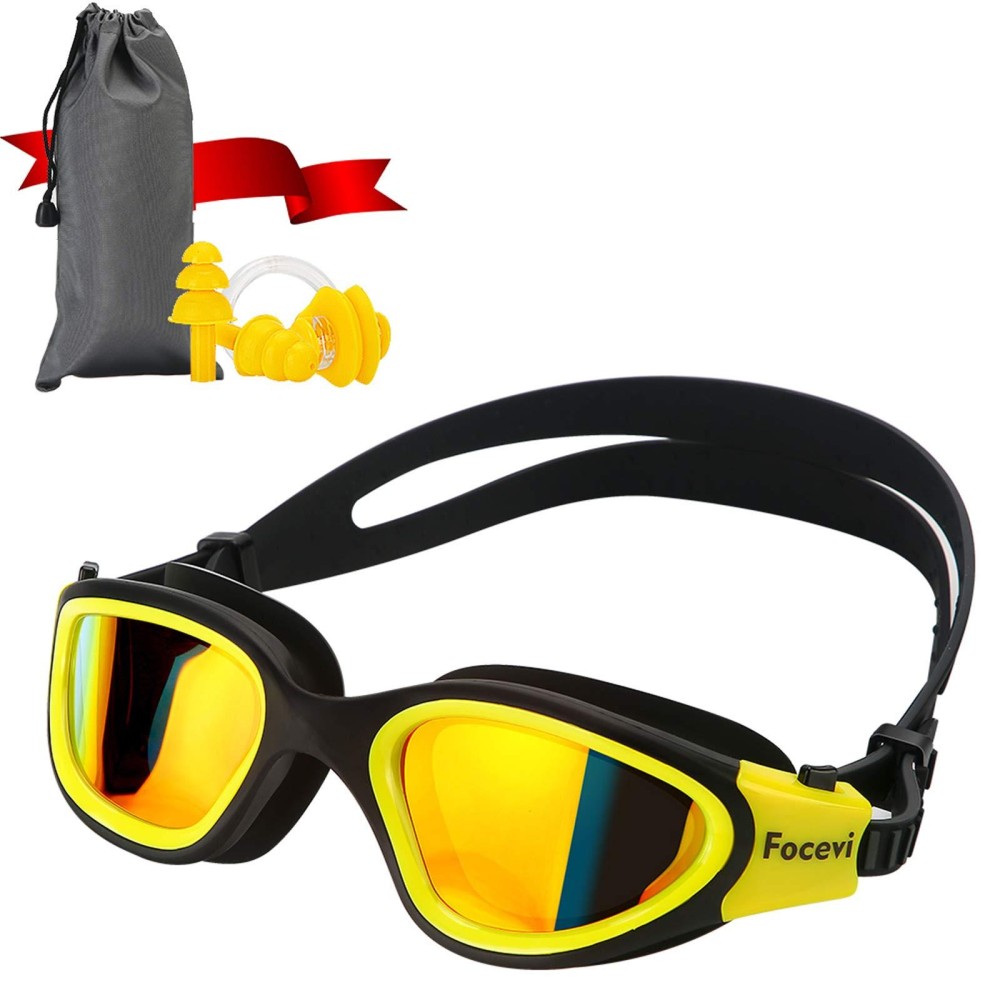 Focevi Swimming Goggles For Menwomen, Anti-Fog Anti-Uv Mirrored Wide Vision Adult Swim Goggles, Boysgirlsjuniorteenagersyouth Swim Googles, Swimming Glasses And Gear