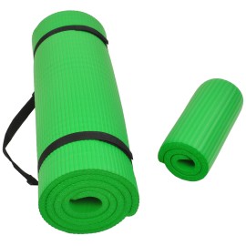 Balancefrom All Purpose 1/2-Inch Extra Thick High Density Anti-Tear Exercise Yoga Mat And Knee Pad With Carrying Strap, Green