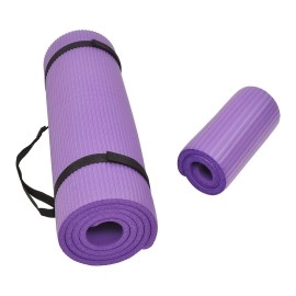 Balance From Go Yoga+ All-Purpose 1/2-Inch Extra Thick High Density Anti-Tear Exercise Yoga Mat and Knee Pad with Carrying Strap (Purple)