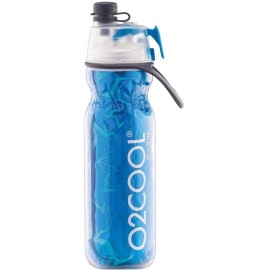 O2COOL Mist 'N Sip Misting Water Bottle 2-in-1 Mist And Sip Function With No Leak Pull Top Spout (Crackle Blue)