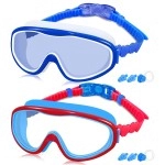 Cooloo Kids Swim Goggles For Age 3-15, 2 Pack Kids Goggles For Swimming With Nose Cover, No Leaking, Anti-Fog, Waterproof