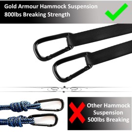 Gold Armour Camping Hammock - XL Double Hammock Portable Hammock Camping Accessories Gear for Outdoor Indoor with Tree Straps, USA Based Brand (Gray and Sky Blue)