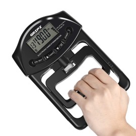 Gripx Digital Hand Dynamometer Grip Strength Measurement Meter Auto Capturing Electronic Hand Grip Power 198Lbs / 90Kgs, Black