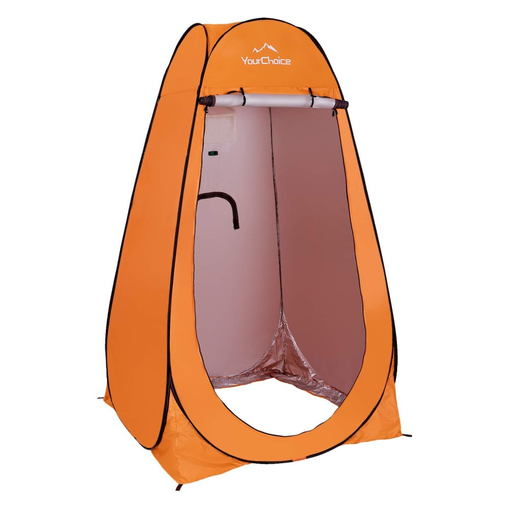 Your Choice Pop Up Camping Shower Tent, Portable Changing Room Camp Shower Toilet Privacy Shelter Tents For Outdoor And Indoor, 6.2Ft Tall - Color Orange