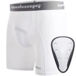 Coolomg Athletic Cups Youth Boys Sliding Shorts With Protective Cup Baseball Football Mma Lacrosse Field Hockey White S