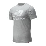 New Balance Mens NB Essentials Stacked Logo Short Sleeve, Athletic grey , Medium
