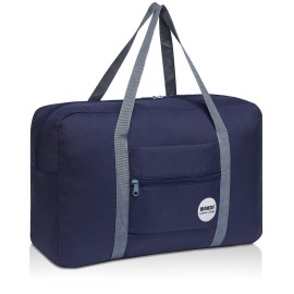 Pbox Foldable Travel Duffel Bag Luggage Sports Gym Water Resistant Nylon (Navy Blue 25L)