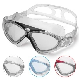Swimming Goggles, Swimming Goggles, Adults, Children, Clear, Anti-Fog Waterproof Uv Protection Adjustable 180 Degree Vision - Ideal For Men, Women, Boys, Lilles