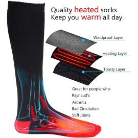 Heated Socks Men Women Battery Sock for Cold Feet Thermal Electric Socks for Camping Winter Footwarmers
