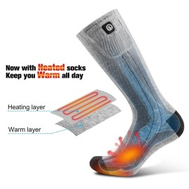 Heated Socks for Men Women, SAVIOR HEAT 2023 Electric Rechargeable Battery Thick Long Ski Socks for Winter Cold Weather Hunting Hiking Camping Skating Motorcycle Cycling Fishing