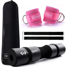 Gym Barbell Pad Set For Women And Men, 4/5/9Pcs Barbell Pad And Ankle Strap Set For Hip Thrust, Gym Set Equipment With Barbell Pad, Resistance Bands, Ankle Safety Straps, Lifting Strap And Carry Bag