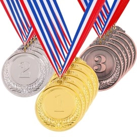 Hilitchi Gold Silver Bronze Award Medals With Ribbon Winner Awards Olympic Style For Kids School Sports Meeting Sports Events Or Celebration Souvenir (Ears Of Wheat Logo-15Pcs)