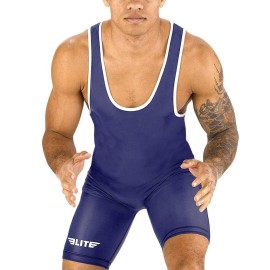 Elite Sports Mens Wrestling Singlets, Standard Singlet For Men Wrestling Uniform (Navy, X-Large)