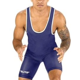 Elite Sports Mens Wrestling Singlets, Standard Singlet For Men Wrestling Uniform (Navy, Large)