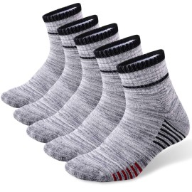 Feideer Mens Casual Crew Socks, Wicking Cushion Athletic Socks For Men, 5-Pack, Mid-Weight, All-Season (Tj-1-5Ms181Dgy-Xl)