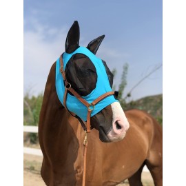 Tgw Riding Horse Fly Mask Super Comfort Horse Fly Mask Elasticity Fly Mask With Ears We Only Make Products That Horses Like (Pacific Blue, M)