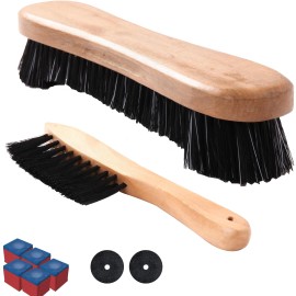 Billiard Pool Table Brushes For Rail Cleaning - Bonus Cue Chalk Cubes And Pool Table Spot Dot Stickers