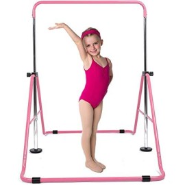 Dobests Foldable Gymnastics Bars For Home Gymnastic Equipment For Kids Adjustable Junior Training Bars For 3-7 Years Old Children (Pink)