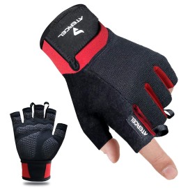 Atercel Workout Gloves For Men And Women, Exercise Gloves For Weight Lifting, Cycling, Gym, Training, Breathable And Snug Fit (Red, Xl)