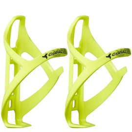 Corki Cycles Bike Water Bottle Holder, Right Side Pull Water Bottle Cage For Road & Mountain Bikes Yellow 2-Pack