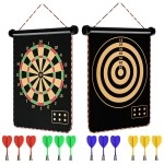 Mixi Magnetic Dart Board for Kids, Outdoor Toys Kids Games Double Sided Dart Board Games Set for Boys with 12 Darts, Best Toys Gifts for Teenage Boys Girls Age 5 6 7 8 9 10 11 12 13 14 15 16 Years