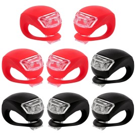 8 Pack Bicycle Light, Silicone Led Bike Light Set, 4 Pcs Bike Headlight And 4 Pcs Taillight (Red & White)-Multi-Purpose Waterproof