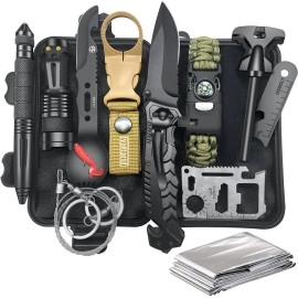 VEITORLD Valentines Gifts for Him Men Dad Husband, Survival Gear and Equipment 12 in 1, Survival Kits, Cool Unique Fishing Hunting Birthday Gifts for Teen Boy Brother Boyfriend Women