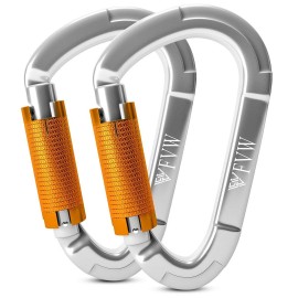 Fvw Auto Locking Rock Climbing Carabiner Clips,Professional 25Kn (5620 Lbs) Heavy Duty Caribeaners For Rappelling Swing Rescue & Gym Etc, Large Carabiners, D-Shaped (Silver-2Pcs)