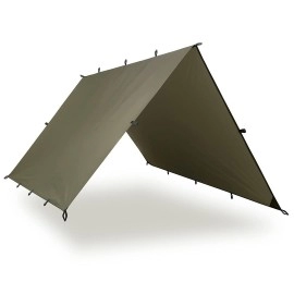 Aquaquest Defender Waterproof Camping Tarp - Heavy Duty Tent Shelter Or Rain Fly - Camping Essentials For Hiking, Bushcraft & Hammock, 10 X 10 Ft, Olive Drab