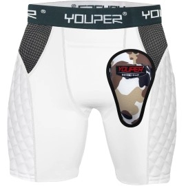 Youper Youth Elite Padded Baseball Sliding Shorts W/Soft Cup (Small) White