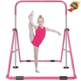 Safly Fun Gymnastics Bar For Kids, Adjustable Height Horizontal Bar Foldable Gymnastic Junior Training Bar Kip Bar For Home Using Gymnastics Equipment Indoor