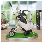 10L0L Golf Pen Holder With 3 Pieces Golf Club Pens Set Unique Golf Golf Desk Decor Gifts Souvenirs For Men - Black + White