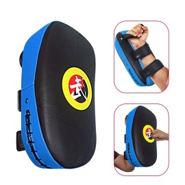 Tlbtek 1Pcs Blue Taekwondo Kick Pad Pu Muay Thai Pads Mma Karate Kick Pads Kickboxing Training Pads Martial Arts Punching Pads Leather Strike Curved Kicking Shield