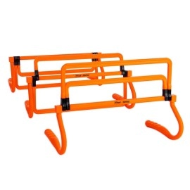 Football Flick Multi Level Mini Speed And Agility Hurdles - Pack Of 3 Orange Height Adjustable Multi Sports Hurdles 6 Inches, 9 Inches And 12 Inches - Light Weight Carry Bag Included