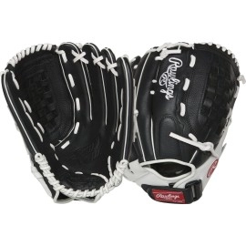 Rawlings Shut Out Series Youth Softball Glove, 13 Inch, Basket Web, Right Hand Throw (Rso130Bw-30 13 Bskflcv), Blackwhite