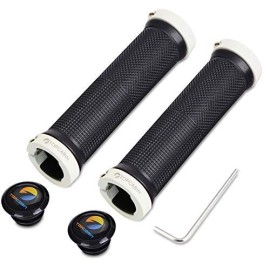 Topcabin Bicycle Grips,Double Lock On Locking Bicycle Handlebar Grips Rubber Comfortable Bike Grips For Bicycle Mountain Bmx (White)