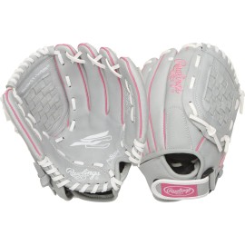 Rawlings girls 10.5 inch Softball Glove, Pink/Grey/White, US