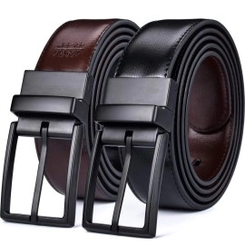 Beltox Fine Mens Dress Belt Leather Reversible 125 Wide Rotated Buckle Gift Box(Blackbrown Belt With 0440 Black Buckle,40-42)