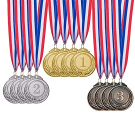 Favide 12 Pieces Gold Silver Bronze Award Medals-Winner Medals Gold Silver Bronze Prizes For Competitions, Party,Olympic Style, 2 Inches