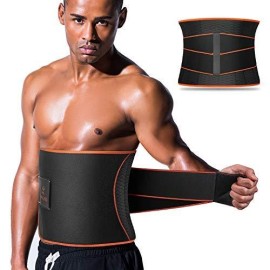 Vohuko Sauna Waist Trimmer, Wide Men Waist Trainer, Sweat Ab Belt With Adjustable Pressure Straps, Weight Loss Back Support Belt (Xl 41-49 Inch) Black